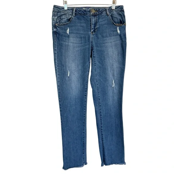 Democracy “flex”-ellent Straight Jeans Women’s Size 8 Frayed Hem - Picture 1 of 12